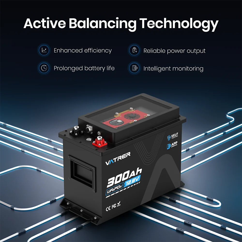 12V 300Ah lithium battery with active cell balancing