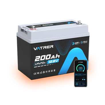 Vatrer 12V 200Ah Bluetooth LiFePO4 Self-Heated Lithium Battery 200A BMS