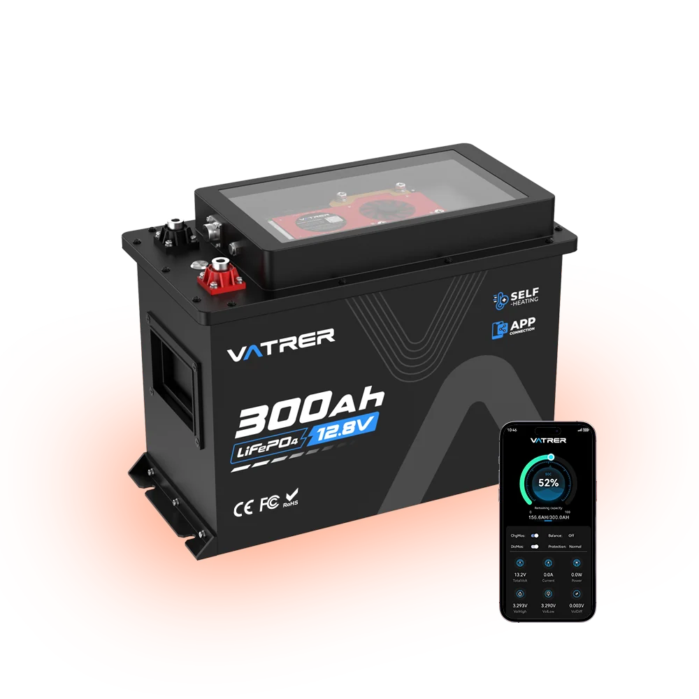 Vatrer 12V 300Ah lithium battery with self-heating and app monitoring