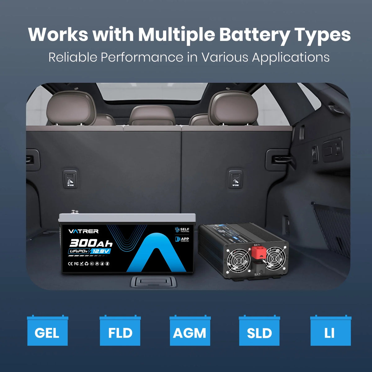 Vatrer 3000W Pure Sine Wave Inverter Supports Multiple Battery Types