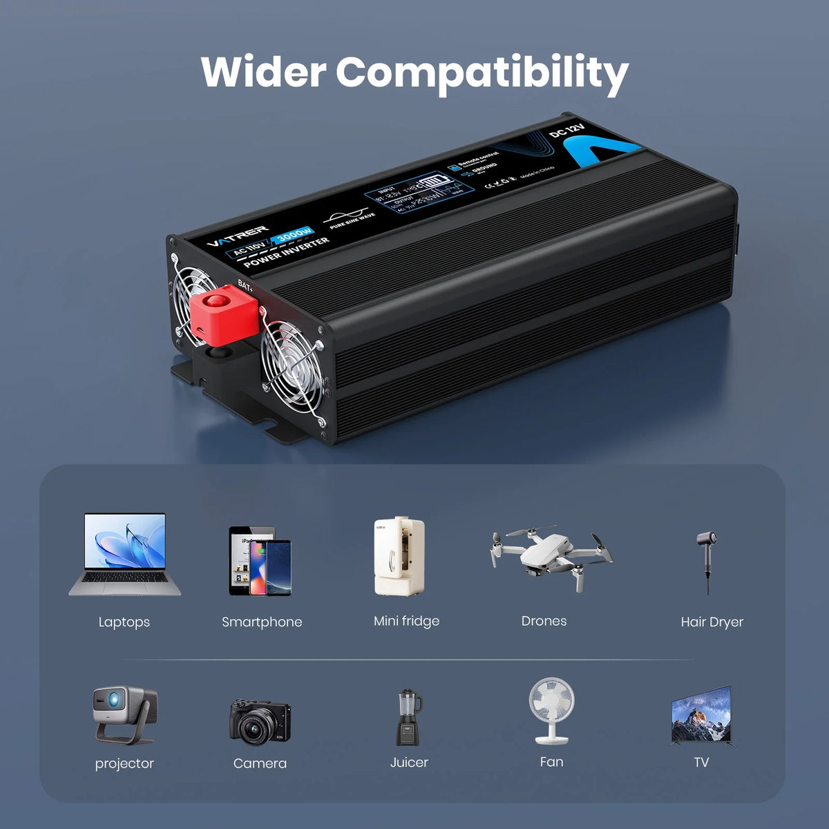 Vatrer 3000W Pure Sine Wave Inverter Wider Compatibility